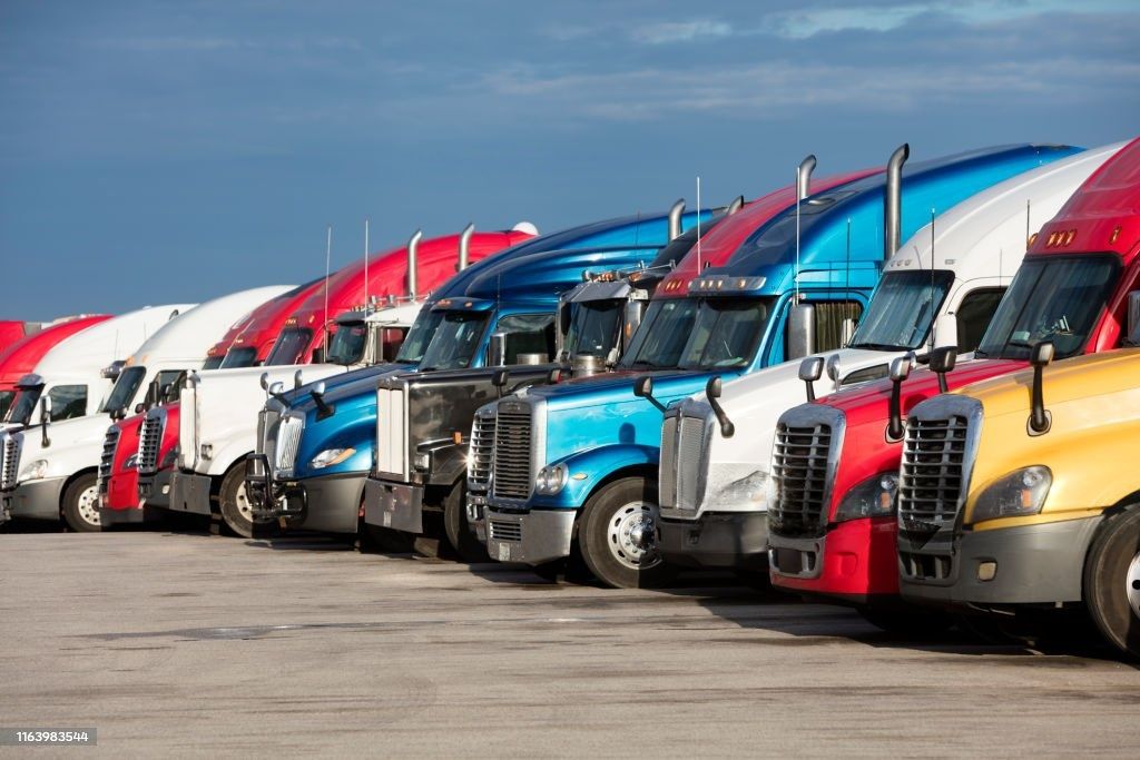 Semi Trucks Parked at Truck Stop